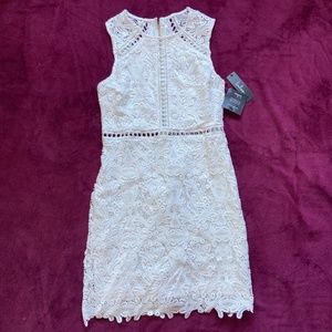 Lulu’s Dream Life White Lace Bodycon Dress NWT